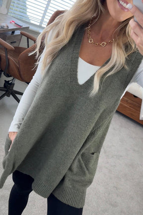 ✨ Women's Long V-neck Sweater Vest with Pockets(Buy 2 Free Shipping)