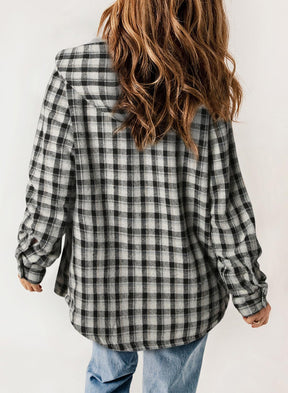 ⏰Hot Sale-Women's Thickened Flannel Long Sleeve Plaid Jacket Coat with Hood(Buy 2 Free Shipping)