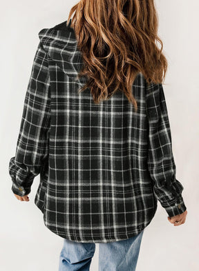 ⏰Hot Sale-Women's Thickened Flannel Long Sleeve Plaid Jacket Coat with Hood(Buy 2 Free Shipping)