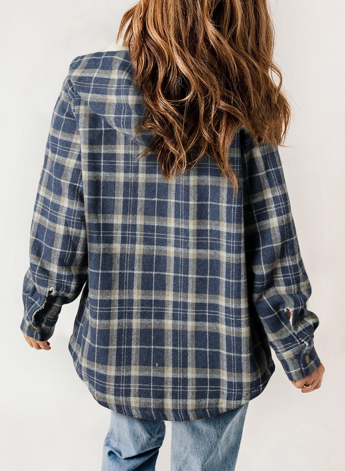 ⏰Hot Sale-Women's Thickened Flannel Long Sleeve Plaid Jacket Coat with Hood(Buy 2 Free Shipping)