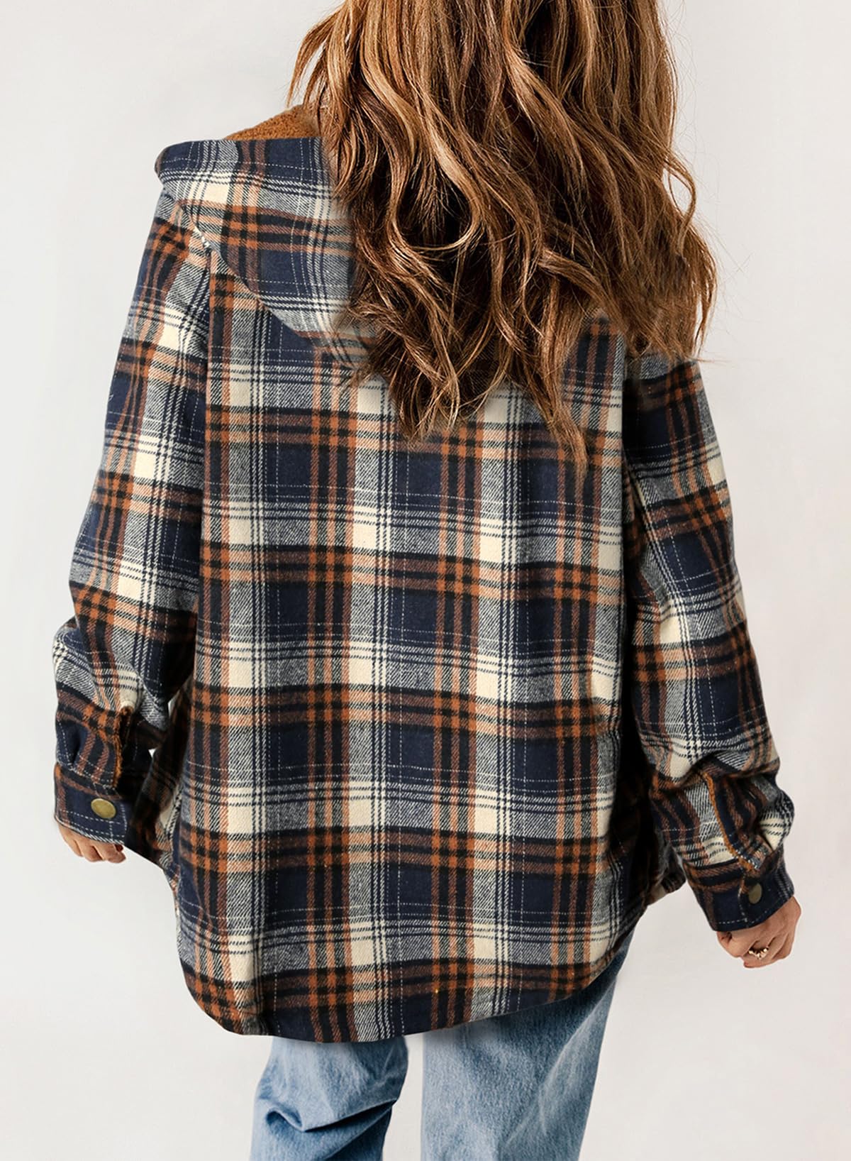 ⏰Hot Sale-Women's Thickened Flannel Long Sleeve Plaid Jacket Coat with Hood(Buy 2 Free Shipping)