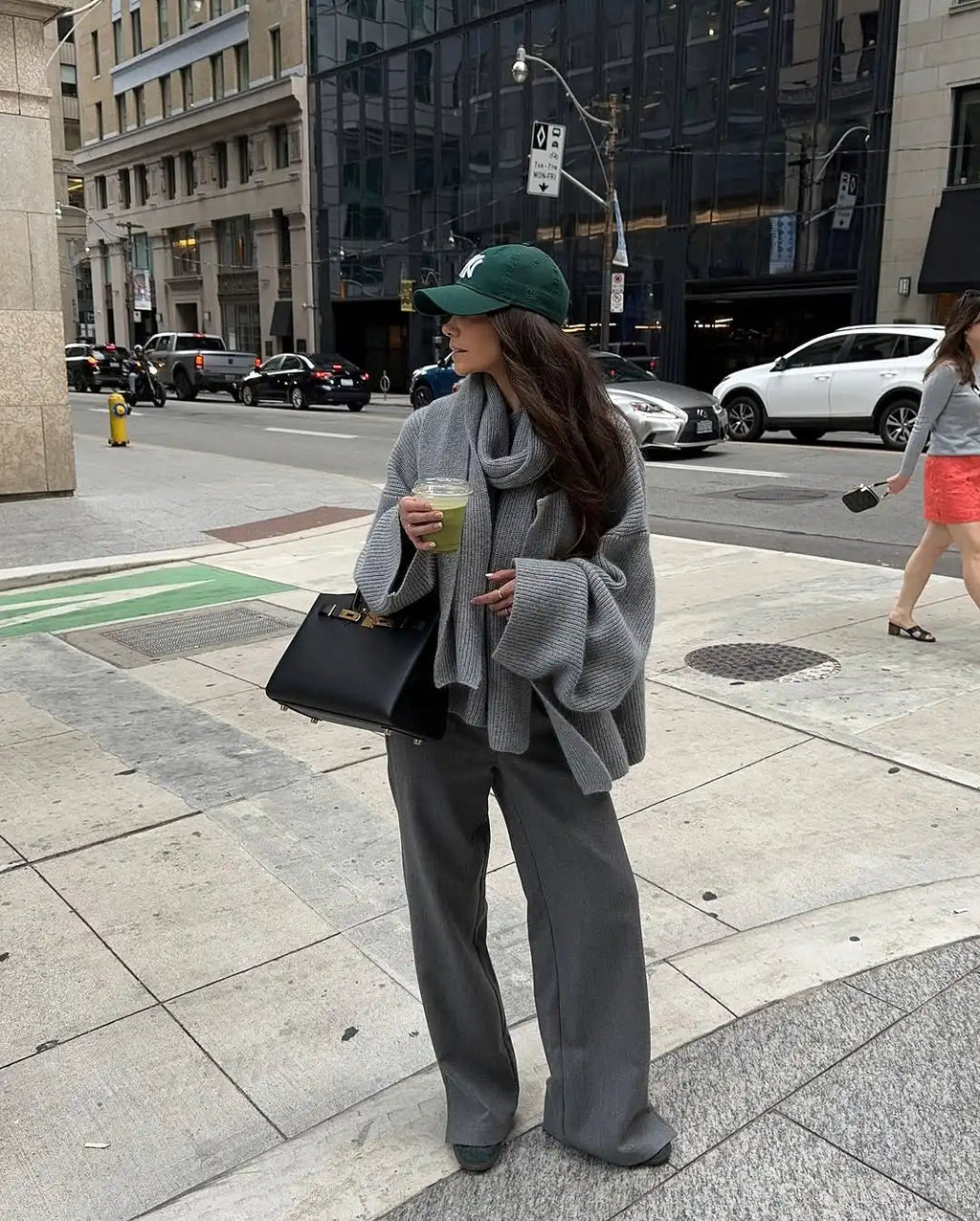 Oversized Grey Sweater - Women's Long-Sleeved Knitted Pullover