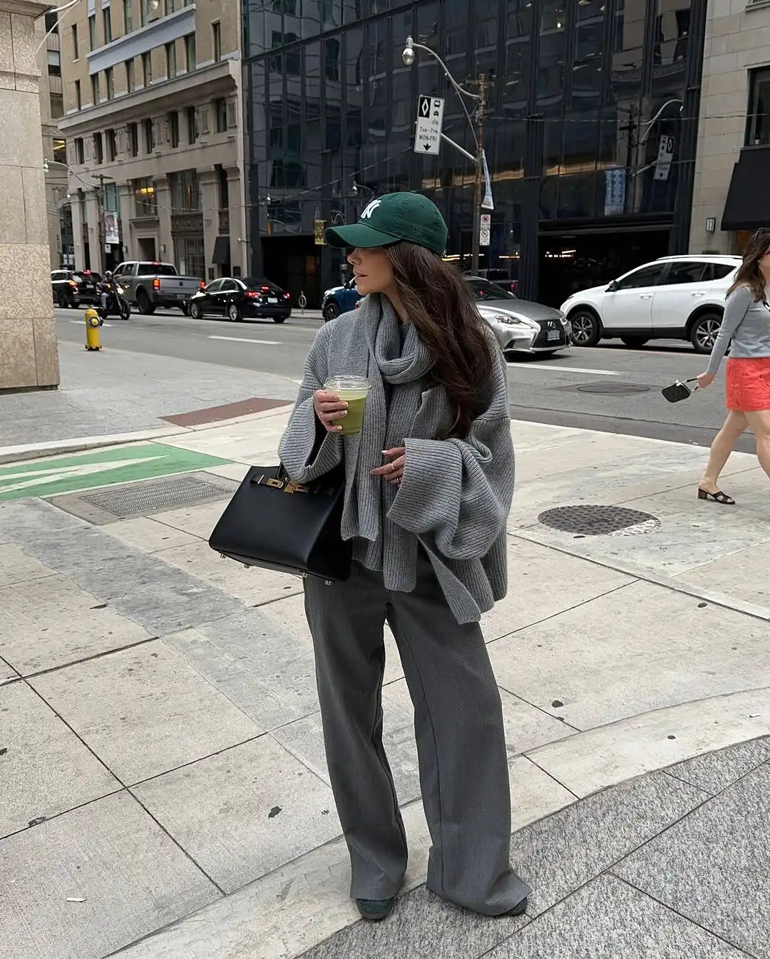 Oversized Grey Sweater - Women's Long-Sleeved Knitted Pullover