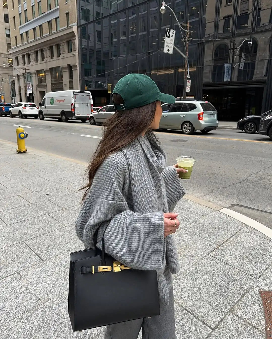 Oversized Grey Sweater - Women's Long-Sleeved Knitted Pullover