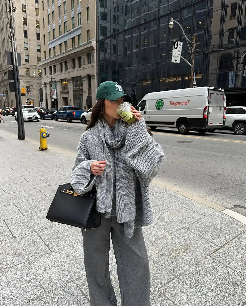 Oversized Grey Sweater - Women's Long-Sleeved Knitted Pullover