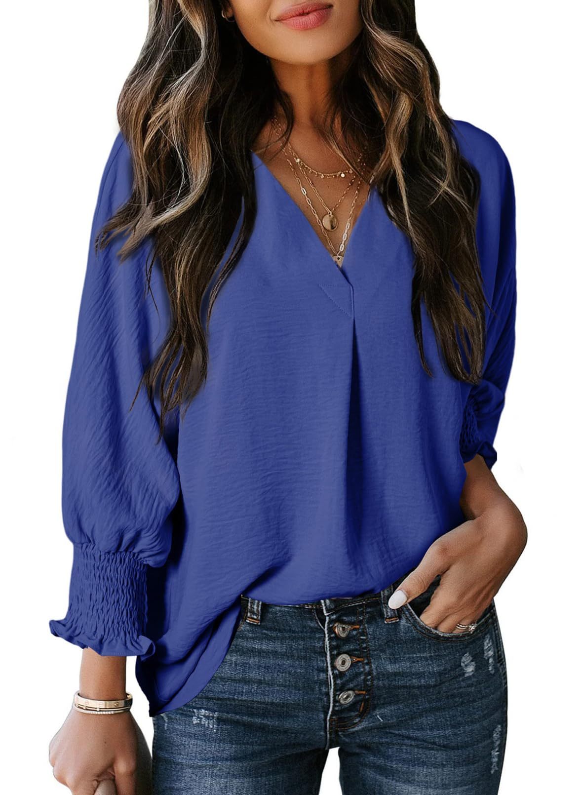 Hot Sale Women's Casual 3/4 Sleeve V Neck Basic Tops (Buy 2 Free Shipping)