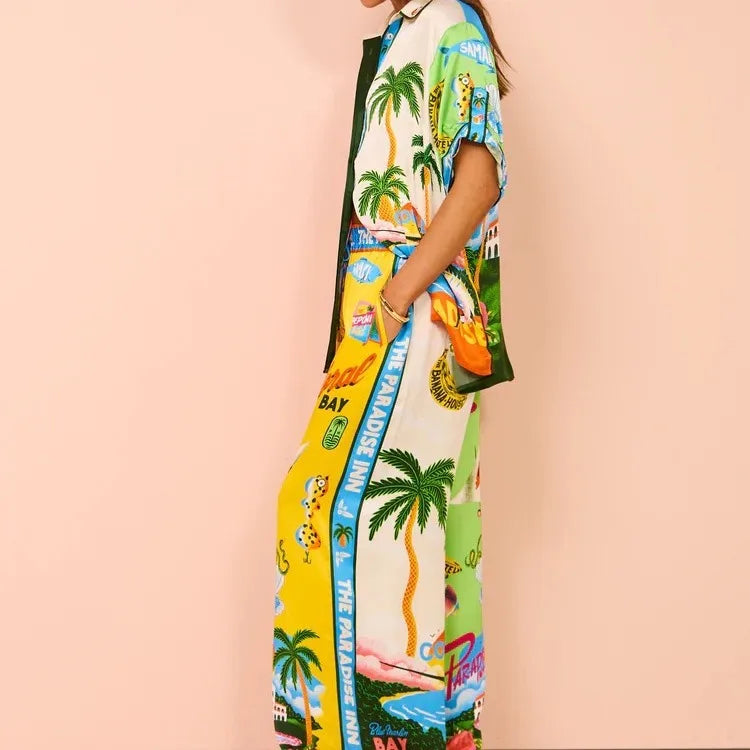 Sunny Beach Summer Style Printed Two Piece Set