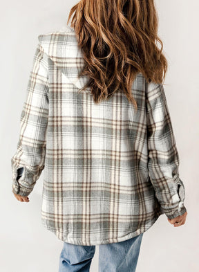 ⏰Hot Sale-Women's Thickened Flannel Long Sleeve Plaid Jacket Coat with Hood(Buy 2 Free Shipping)