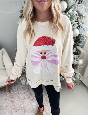 Women's Santa Bow Sequin Pullover (Buy 2 Free Shipping)