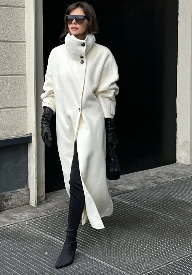 Long coat with high collar Sisley