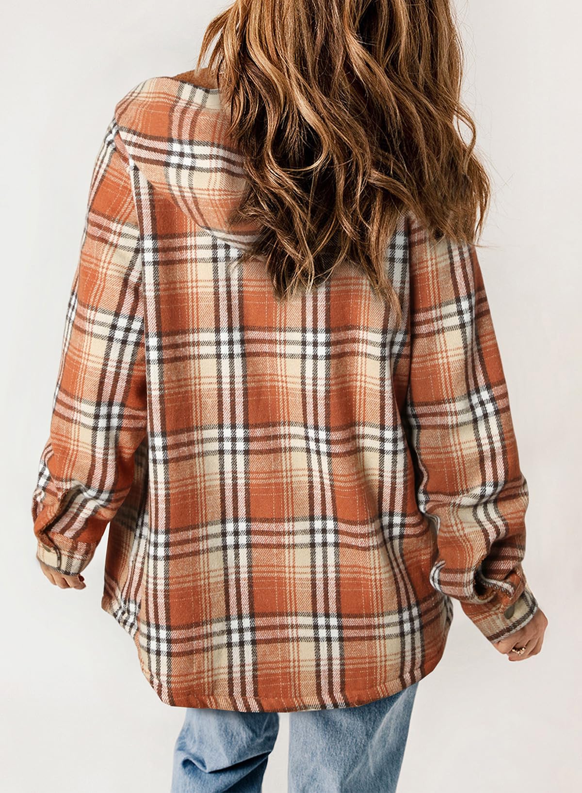 ⏰Hot Sale-Women's Thickened Flannel Long Sleeve Plaid Jacket Coat with Hood(Buy 2 Free Shipping)