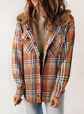 ⏰Hot Sale-Women's Thickened Flannel Long Sleeve Plaid Jacket Coat with Hood(Buy 2 Free Shipping)