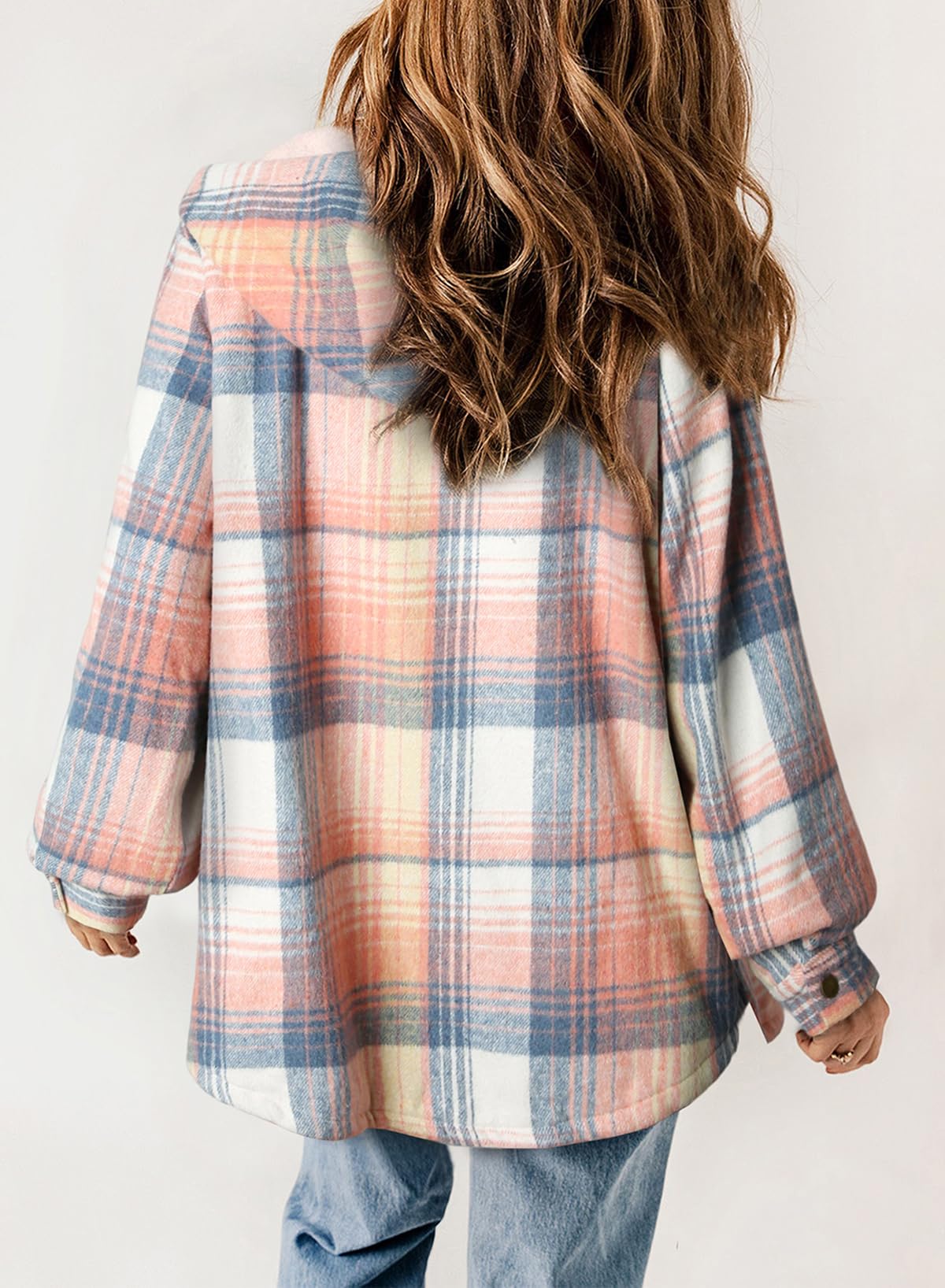 ⏰Hot Sale-Women's Thickened Flannel Long Sleeve Plaid Jacket Coat with Hood(Buy 2 Free Shipping)