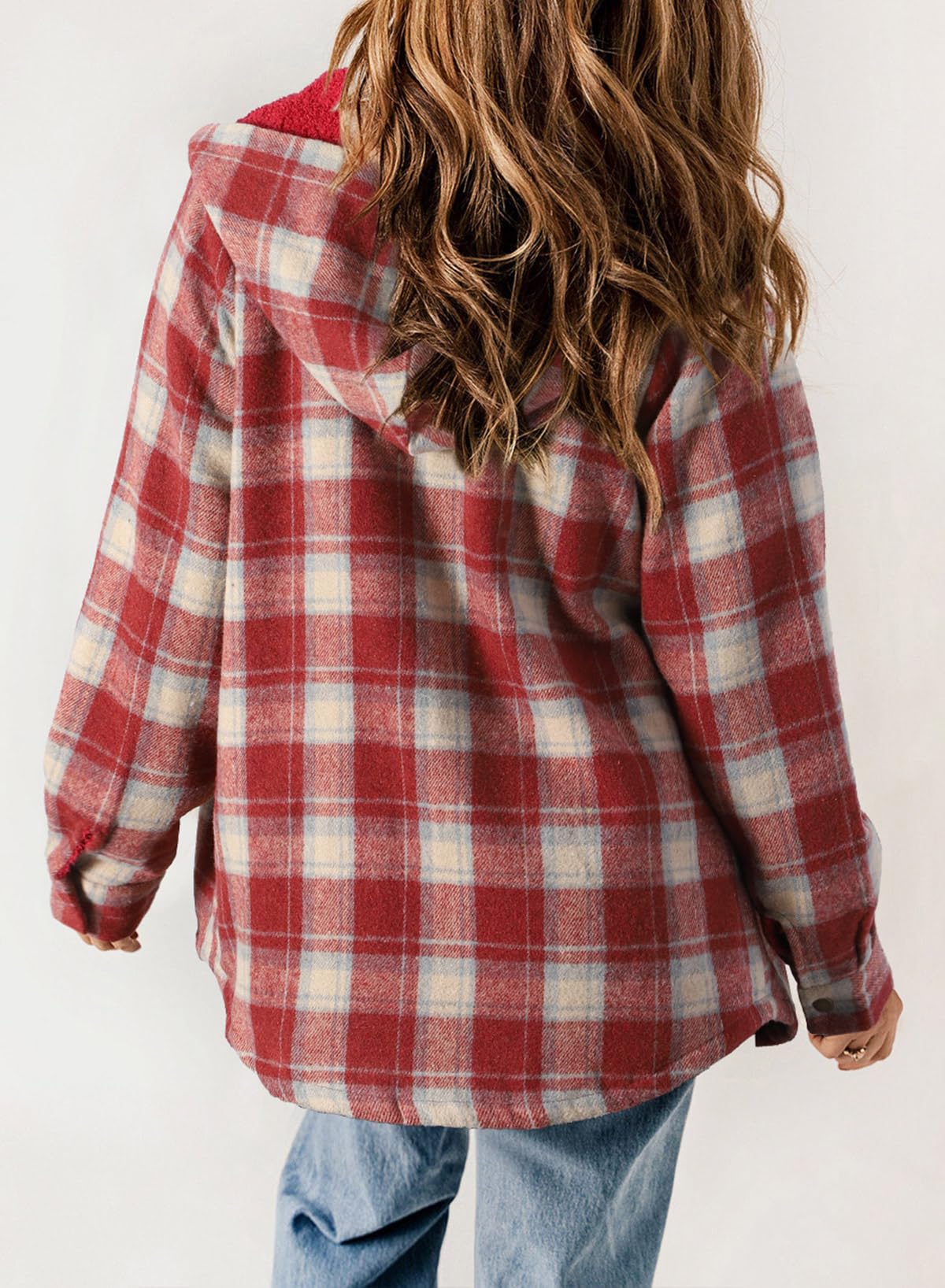 ⏰Hot Sale-Women's Thickened Flannel Long Sleeve Plaid Jacket Coat with Hood(Buy 2 Free Shipping)