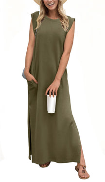 WOMEN'S CASUAL LOOSE SPLIT WRINKLE-FREE MAXI DRESS (BUY 2 FREE SHIPPING)