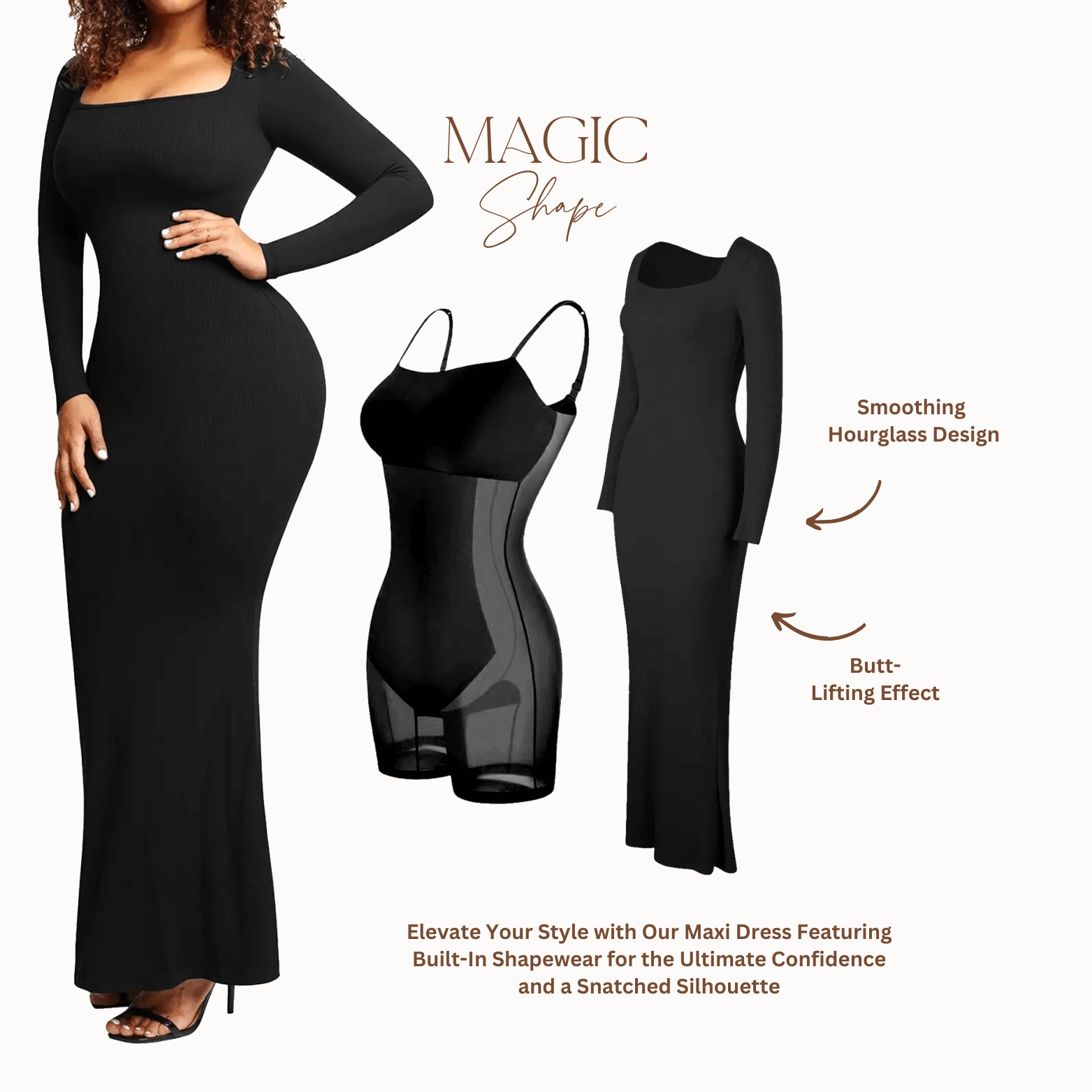 Magic Shaping Maxi Dress Long Sleeve