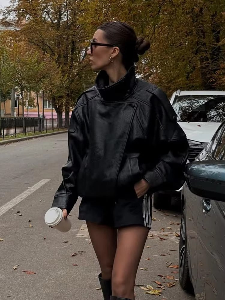 Violetta asymmetrical leather jacket