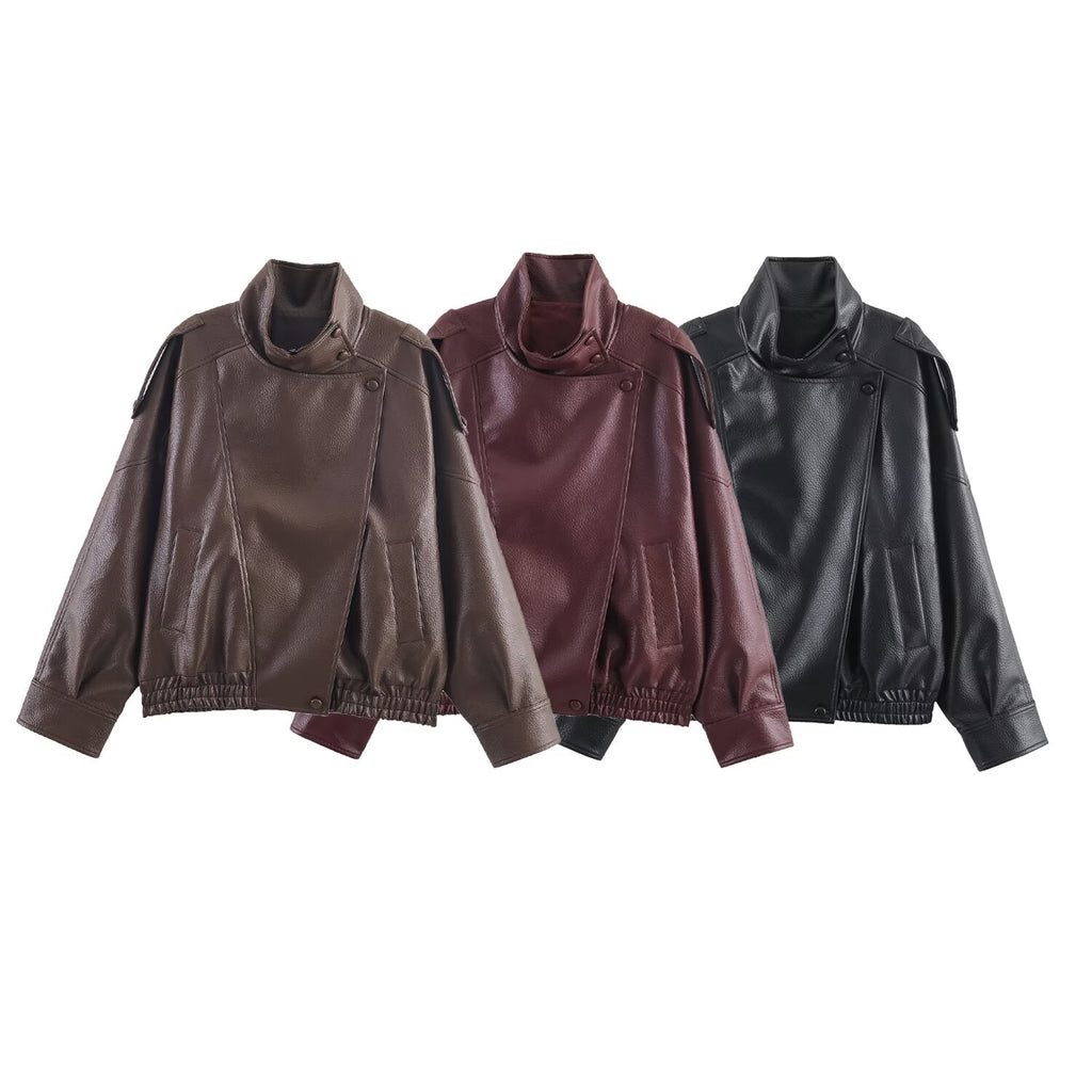 Violetta asymmetrical leather jacket