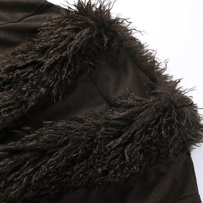 Faux fur coat with daisies