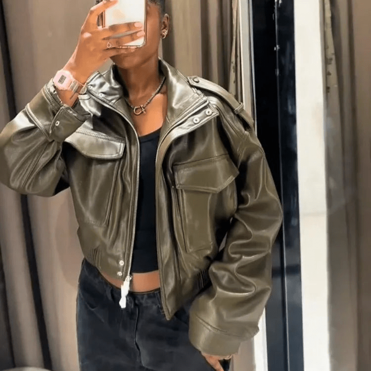 Taty Leather Bomber Jacket