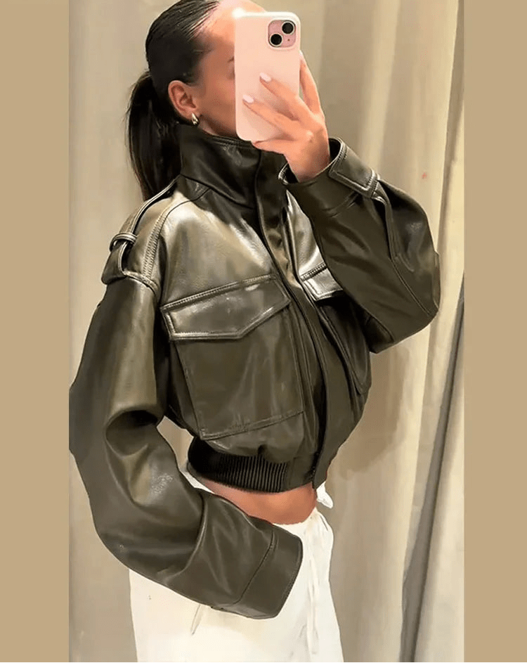 Taty Leather Bomber Jacket