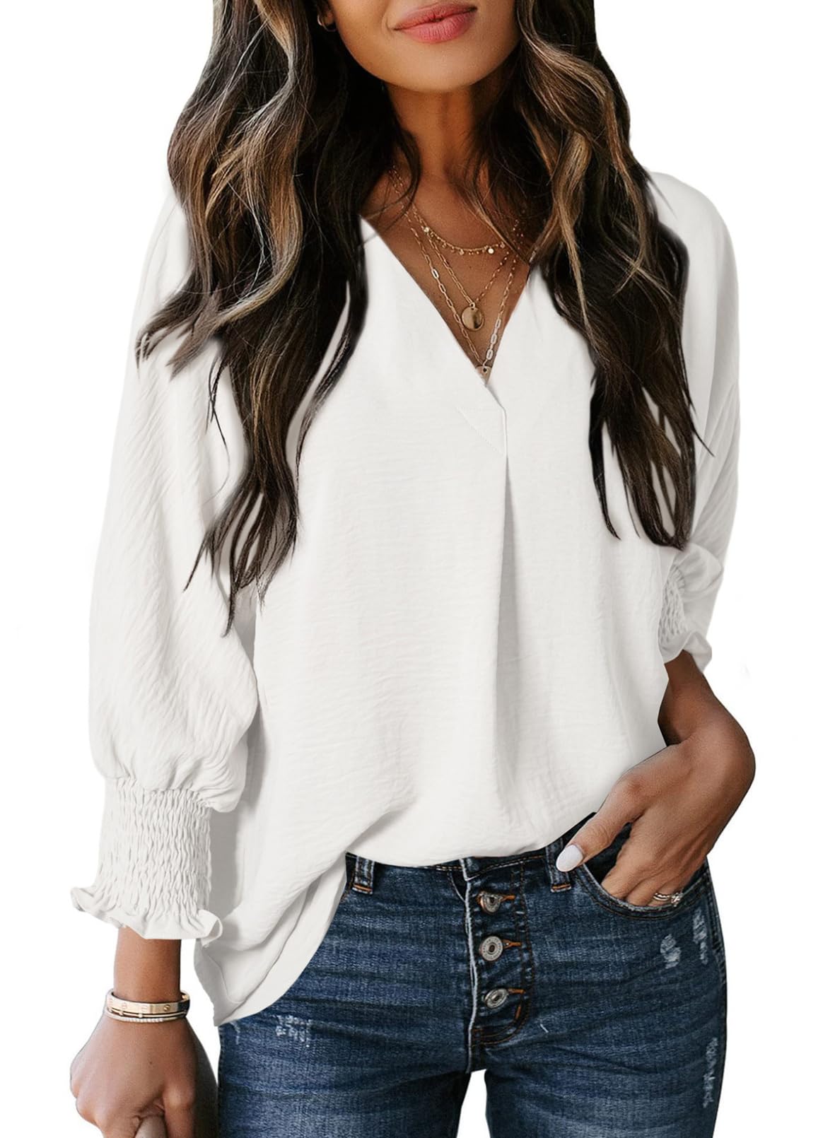 Hot Sale Women's Casual 3/4 Sleeve V Neck Basic Tops (Buy 2 Free Shipping)