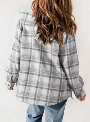 ⏰Hot Sale-Women's Thickened Flannel Long Sleeve Plaid Jacket Coat with Hood(Buy 2 Free Shipping)