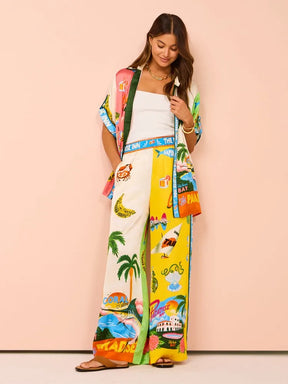 Sunny Beach Summer Style Printed Two Piece Set