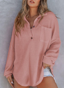 Autumn Women's Waffle Knit Long Sleeve Sweatshirt (Buy 2 Free Shipping)