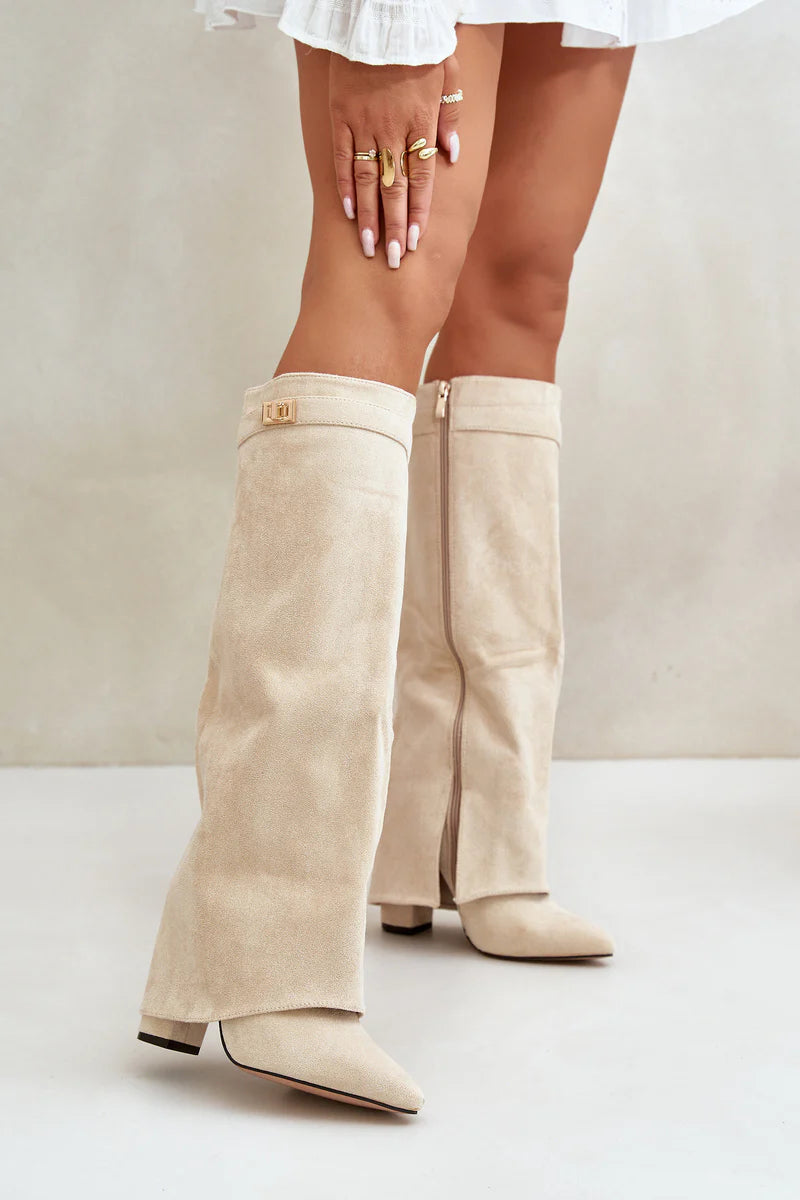 Suede knee high boots