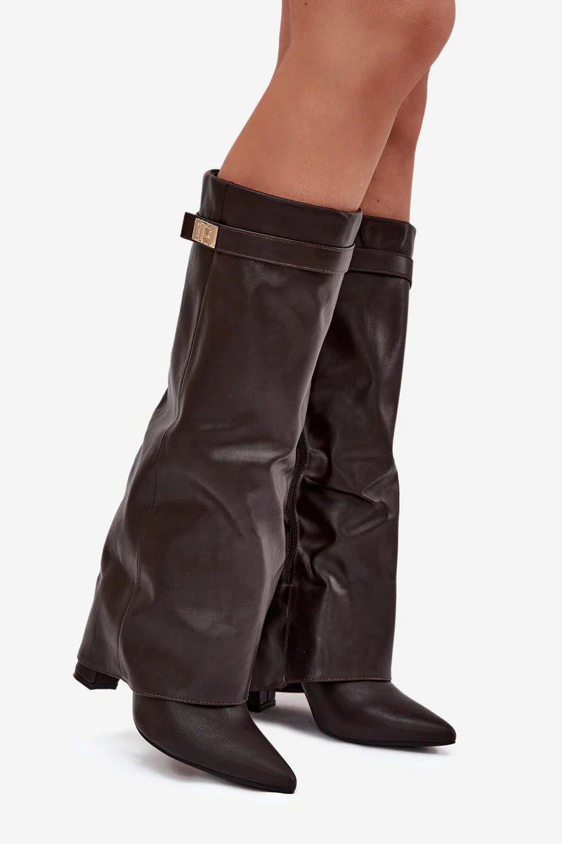 Leather knee high boots