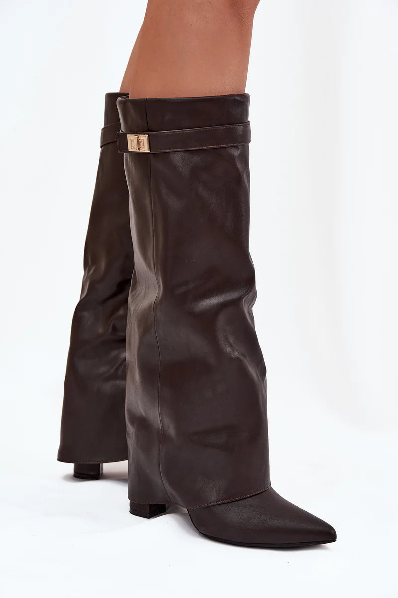 Leather knee high boots
