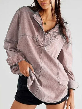 New Women's Denim V-Neck Pullover Shirt (Buy 2 Free Shipping)