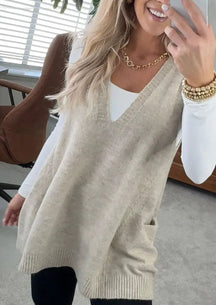 ✨ Women's Long V-neck Sweater Vest with Pockets(Buy 2 Free Shipping)