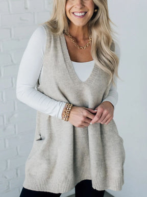 ✨ Women's Long V-neck Sweater Vest with Pockets(Buy 2 Free Shipping)